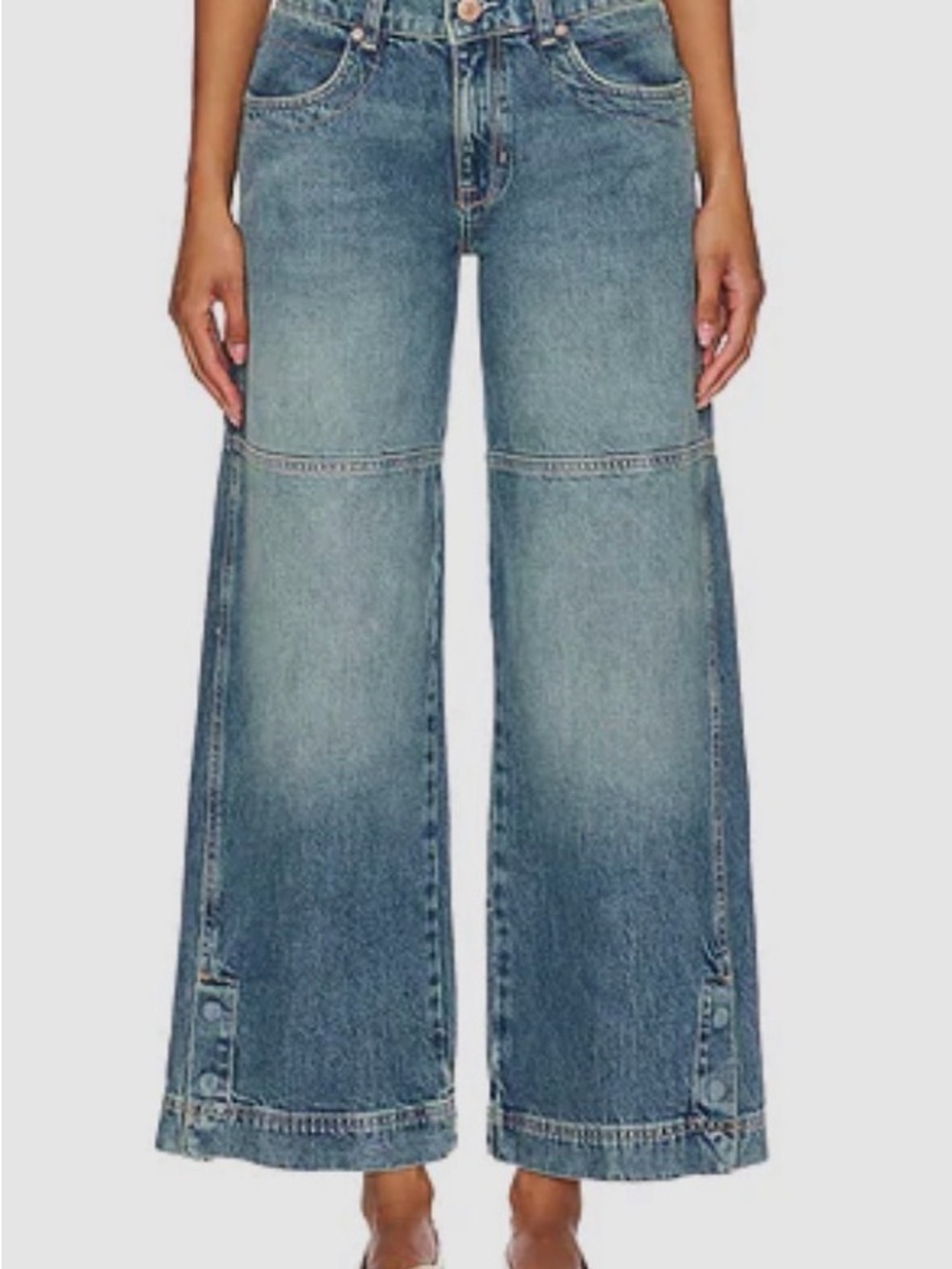 NWT Free People Benji Medium Wash Wide-Leg High-Rise Jeans
